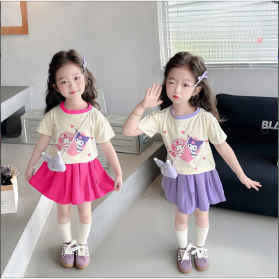 set girls kuromi cool skirt CFU08062436SP02A - setelan anak perempuan